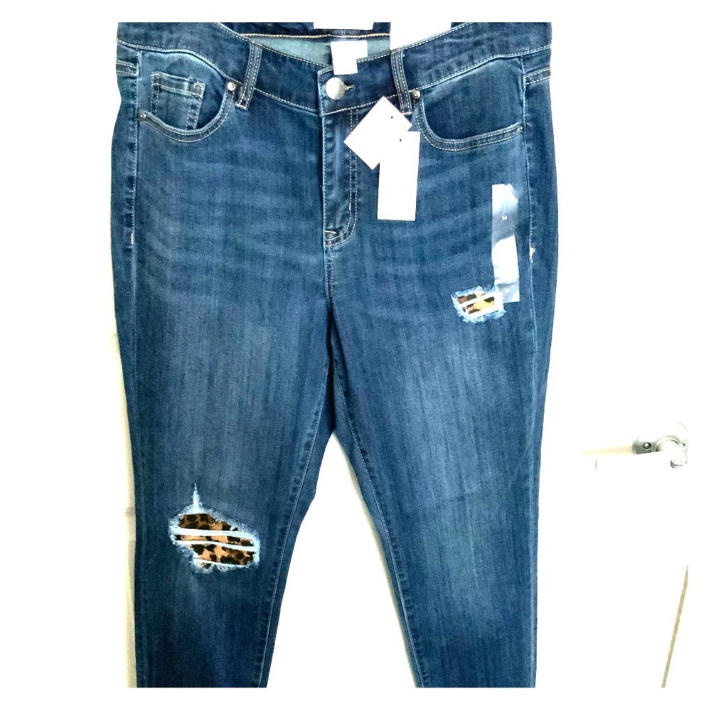 🆕 SUPER STRETCH DISTRESSED👖 w/animal print🐆